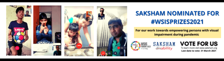 Saksham Nominated for WSIS 2021 Click on the banner to vote for us now.
